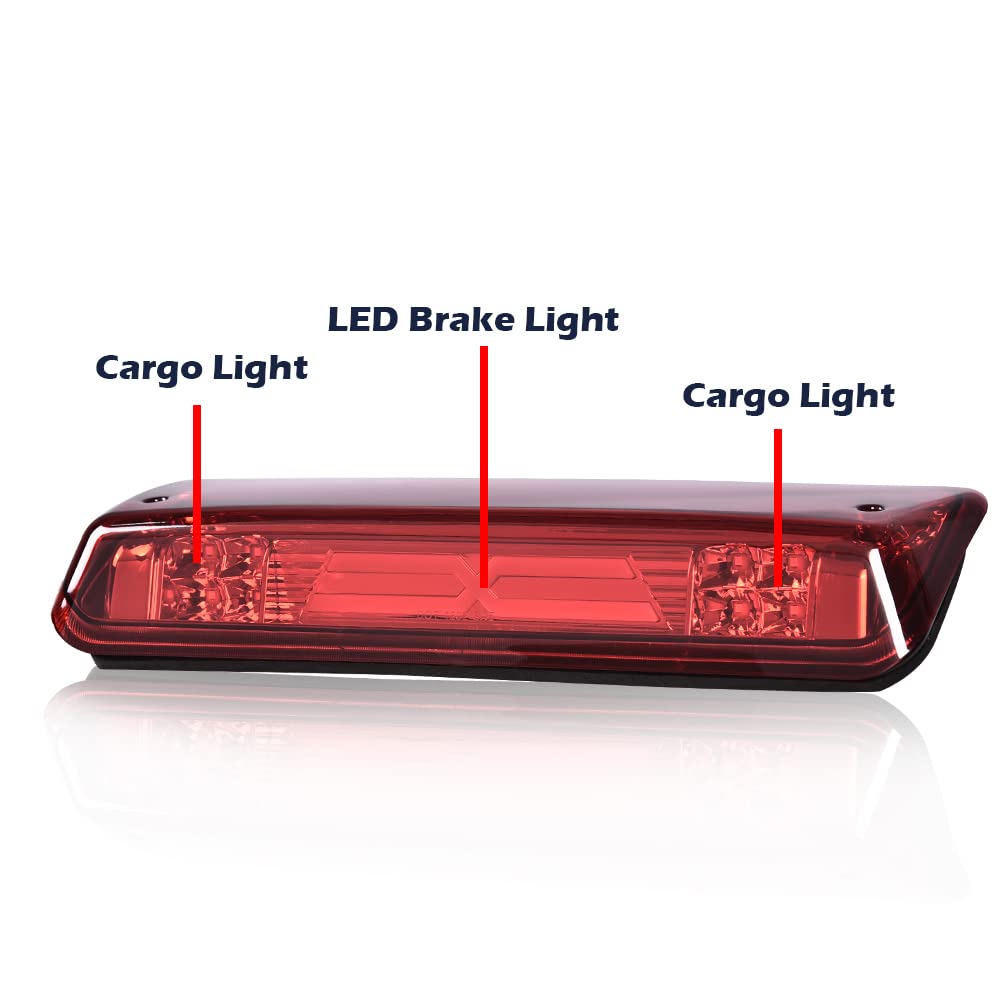 G-PLUS Third 3rd Type X Brake Light Reverse Light Red Compatible with 2004-2008 Ford F150/Lobo Center High Mount Stop Light Third Brake Tail Cargo Light 7L3Z13A613B