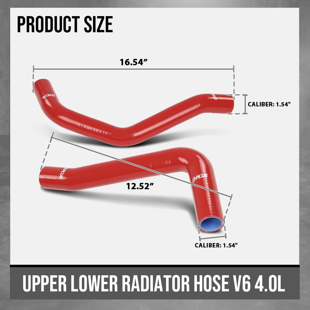 G-PLUS Upper lower Radiator Hose Compatible with Toyota Tacoma 2005-2015 (4.0L V6) Fit Toyota 4Runner 2003-2009 (4.0L V6) Fit Toyota FJ Cruiser 2007-2014 (4.0L V6) Red