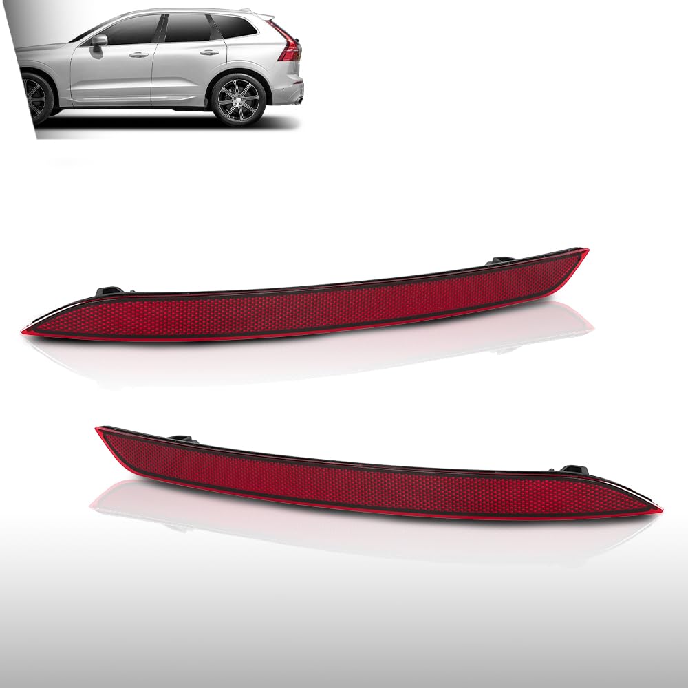 G-PLUS Bumper Reflector Marker Rear Left & Right Compatible with Volvo XC60 2018-2024 31656677, 31656678 Red