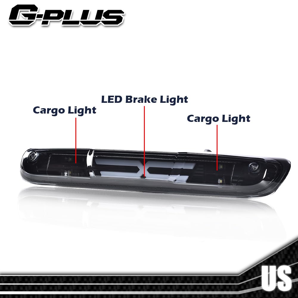 G-PLUS LED Third Brake Light Compatible With 07-14 Chevy Silverado/GMC Sierra,3RD LED Bar Brake/Cargo Light,Type X (Smoky lens Black Housing Amber Reflector)