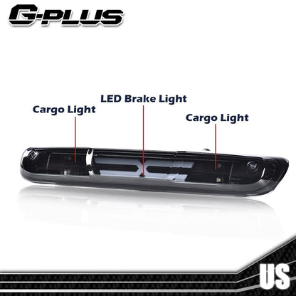 G-PLUS LED Third Brake Light Compatible With 07-14 Chevy Silverado/GMC Sierra,3RD LED Bar Brake/Cargo Light,Type X (Smoky lens Black Housing Amber Reflector)