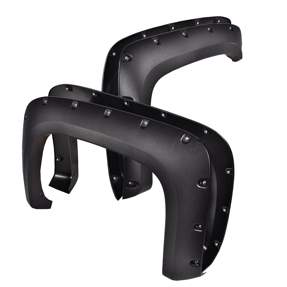 G-PLUS Fender Flares Compatible with 2007-13 Chevy Silverado 1500/2007-14 Silverado 2500HD 3500HD, 78.0"/97.6" Long Bed(for Regular Cab & Extended Cab), Textured Pocket Riveted [Not Fit Gmc Sierra]