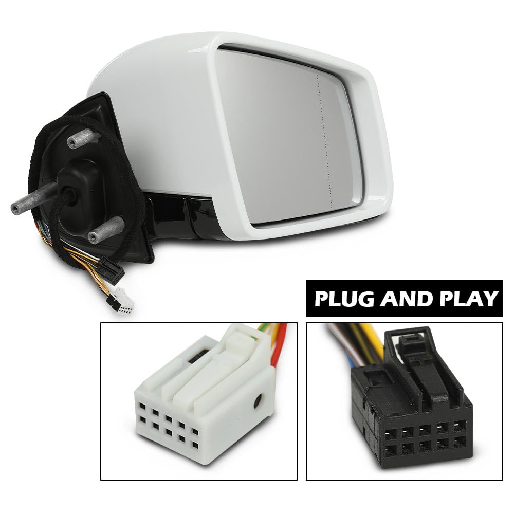 G-PLUS Rear View Side Mirror w/o Blind Spot Driver and Passenger Side Compatible with Benz M GL Class ML63 ML350 ML300 ML500 W164 X164 GL350 GL450 GL550 2005-2011 1648105193 1648104693 White
