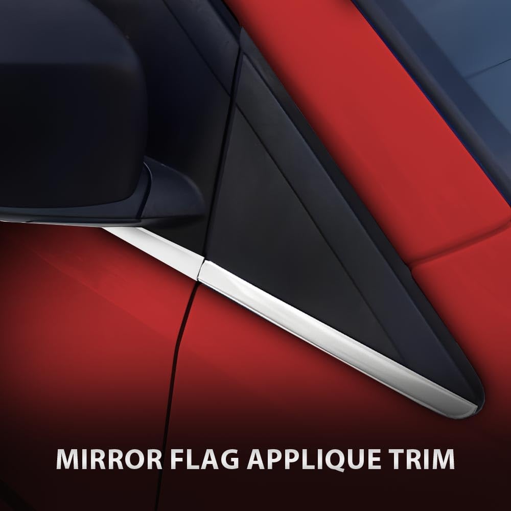 G-PLUS Mirror Flag Applique View Mirror Triangle Trim LH & RH Exterior Side w/Trim Compatible with Chrysler Town & Country 2008-2016/Fit Dodge Grand Caravan 2008-2020