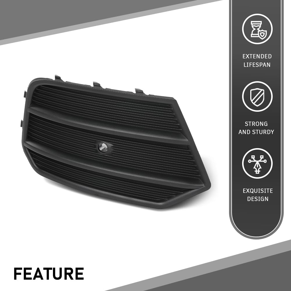 G-PLUS Front Right Bumper Face Bar Grille, Compatible with Audi Q3 Premium 2017 2018/ Prestige 2016-2017/ Q3 Quattro Premium 2016-2018, Passenger Side Exterior Outside Fog Light Cover