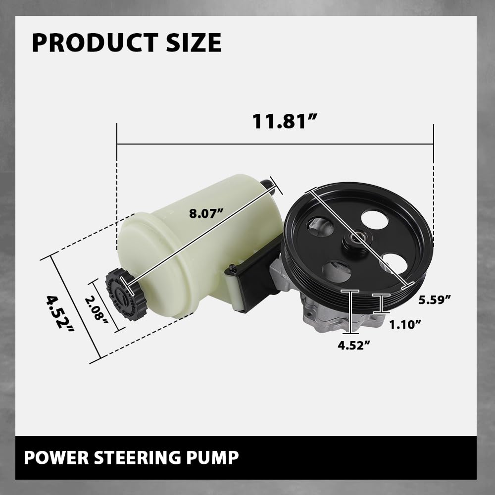 G-PLUS Power Steering Pump w/Reservoir Compatible with Dodge Ram 1500 2009-2010 w/Pulley & Reservoir 55398903AD, 55398903AE, 55398904AD, 55398904AE