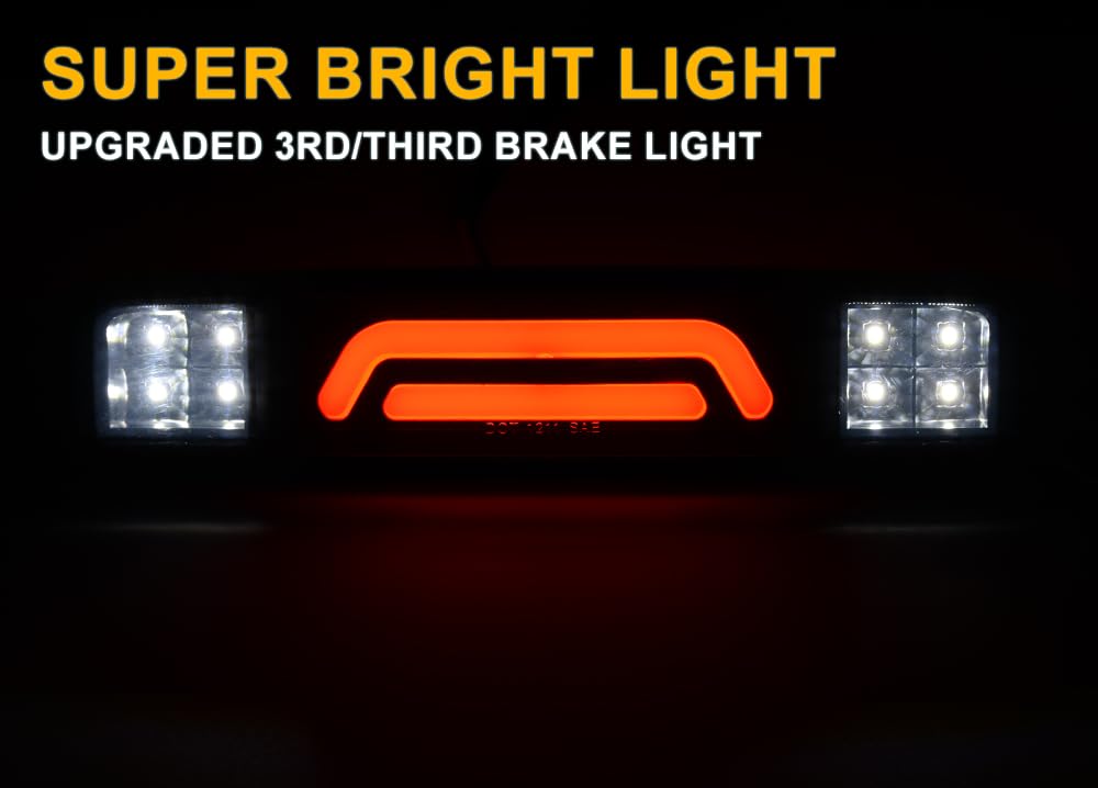 G-PLUS LED Third Brake Light Compatible with Ford F250 F350 F450 F550 Super Duty 1999-2016 Rear 3RD Cargo Led Tail Lamp Smoky Lens Black Housing Tersera Luz De Freno