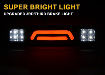 G-PLUS LED Third Brake Light Compatible with Ford F250 F350 F450 F550 Super Duty 1999-2016 Rear 3RD Cargo Led Tail Lamp Smoky Lens Black Housing Tersera Luz De Freno