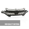 G-PLUS Front Bumper Upper Chrome Honeycomb Grille Grill Compatible with 2018 2019 2020 Honda Fit 71121-T5R-A50, 71122-T5R-A50, 71123-T5R-A50