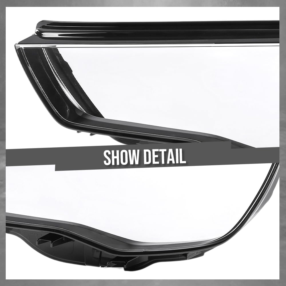 G-PLUS Headlight Lens Cover Compatible with Audi A3 2013-2016 8V0941003, 8V0941004 Left & Right Pair Front Headlamp Lens Cover Clear