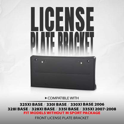G-PLUS Front License Plate Bracket Compatible with BMW 325xi Base 2006,Fit Models Without M Sport Package 51117058449, BM1068119 Black