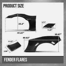 G-PLUS Fender Flares 8PCS for Scion FR-S 2013-2016 Toyota 86 2017-2020 Subaru BRZ 2013-2020 Side View