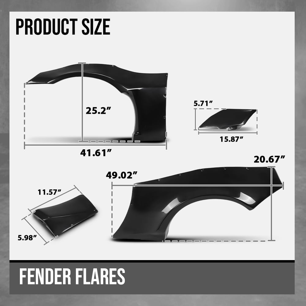 G-PLUS Wide Body 8pc Fender Flares Cover Compatible with Scion FR-S 2013-2016 Fit Toyota 86 2017-2020 Fit Subaru BRZ 2013-2020 Black