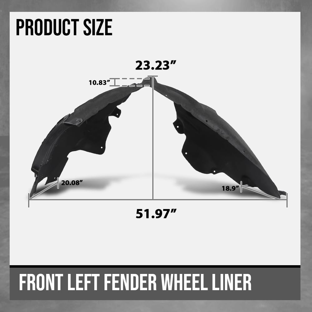 G-PLUS Fender Wheel Liner Cover Splash Front Left Compatible with Porsche Cayenne 2019 2020 2021 2022 9Y0810971, 9Y0810971H Black