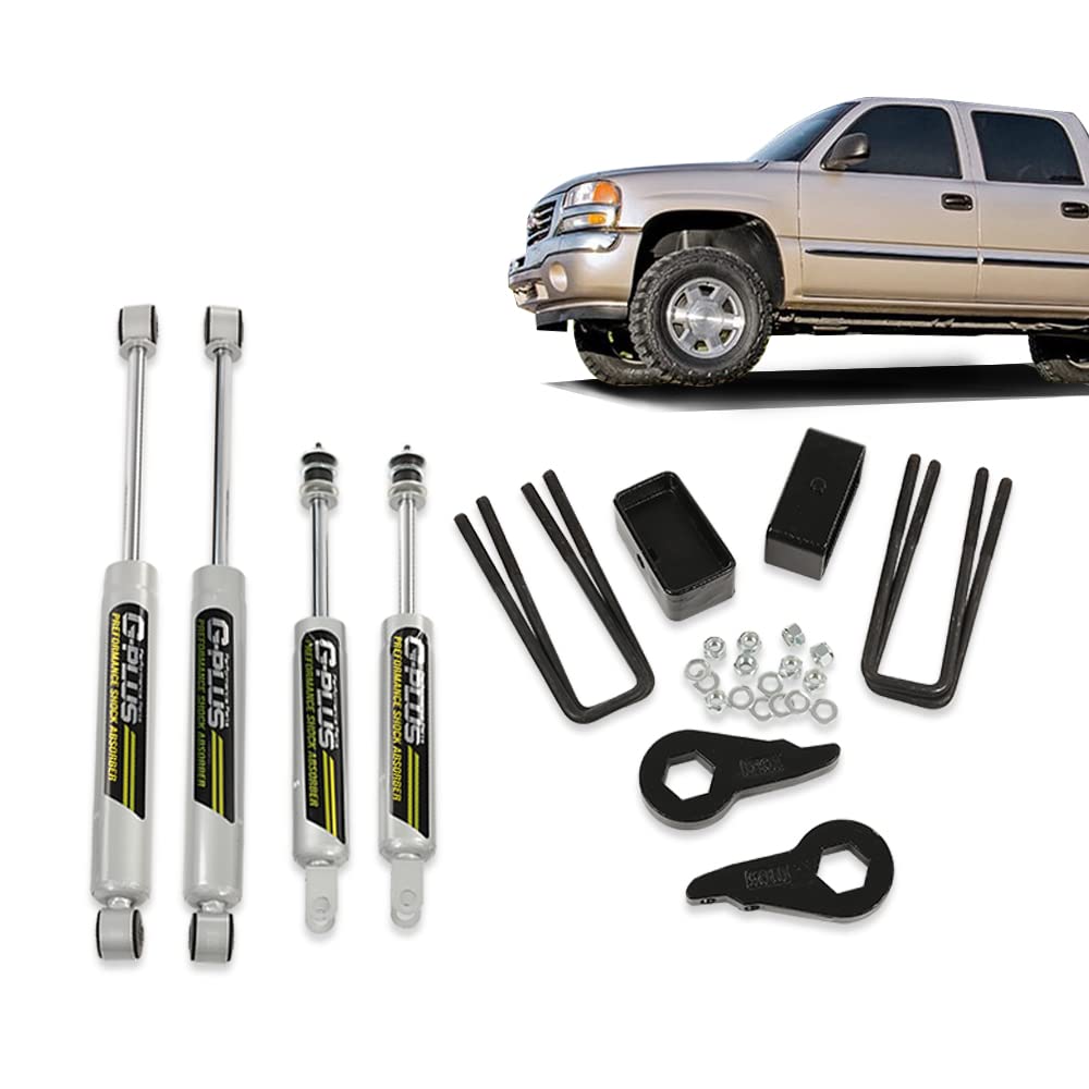 G-PLUS 1.5-2" Lift Kit Compatible with 1999-2006 4WD Chevy Silverado/GMC Sierra 1500 2007-2007 4WD Chevy Silverado/GMC Sierra 1500 Classic 28330 1.5-2" Leveling Suspension kit