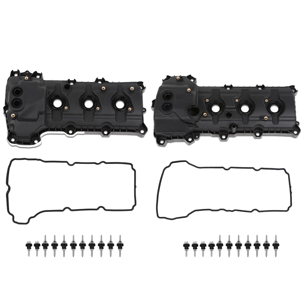 G-PLUS Engine Valve Cover Set Compatible with Ford Edge 2011-2018 Fit Ford F150 Mustang 2011-2017 w/o Cam Sensor Port Hole, Non-Turbo Black