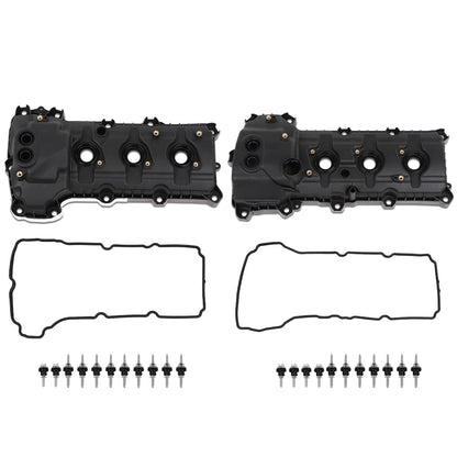 G-PLUS Engine Valve Cover Set Compatible with Ford Edge 2011-2018 Fit Ford F150 Mustang 2011-2017 w/o Cam Sensor Port Hole, Non-Turbo Black