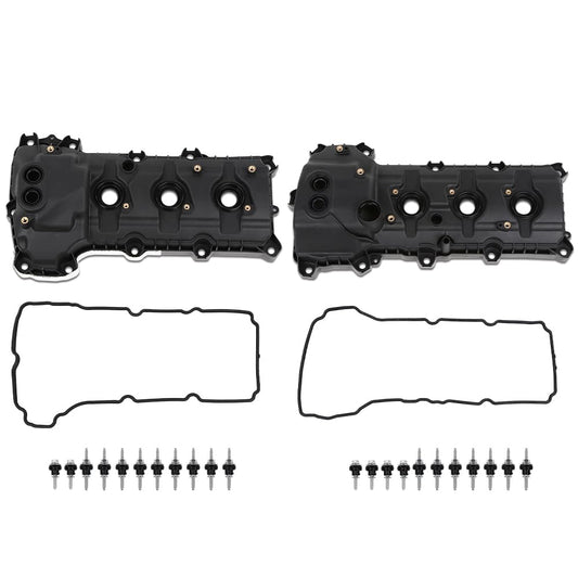 G-PLUS Engine Valve Cover Set Compatible with Ford Edge 2011-2018 Fit Ford F150 Mustang 2011-2017 w/o Cam Sensor Port Hole, Non-Turbo Black
