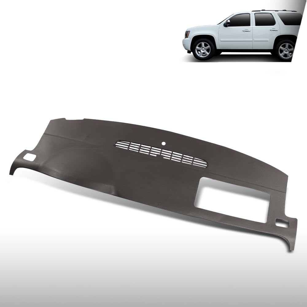 G-PLUS TPE Molded Dash Cover Cap Overlay Compatible with Chevy Avalanche/Tahoe/Suburban/Silverado 2007-2014 GMC Yukon/Yukon/Sierra 2007-2014,Fit Models WITHOUT Dash Speaker & Amp Brown