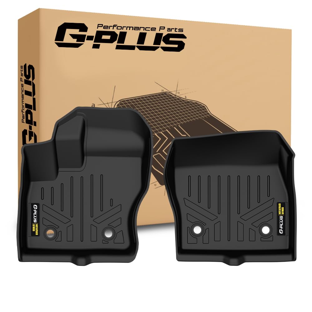 G-PLUS Floor Mats Fit Ford Transit Connect 2014-2021(Only Fit with Vinyl Flooring and Floor Posts) All Weather Protection TPE Floor Cargo Liners Accessories Waterproof 1st Row Black 2PCS