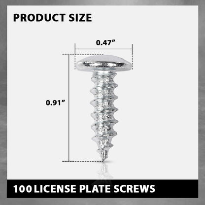 G-PLUS License Plate Screws Self Tapping Pan Head Compatible with Most Vehicles (100 Pkg)