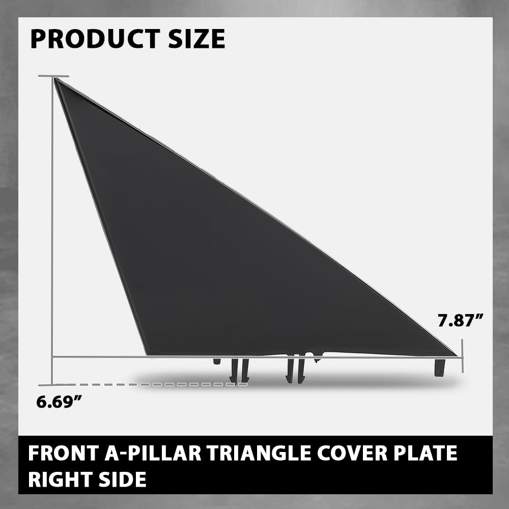 G-PLUS Front A-Pillar Triangular Cover Plate Right Compatible with Tesla Model 3 2017-2023 22873014, 1130656-00-E Gloss Black