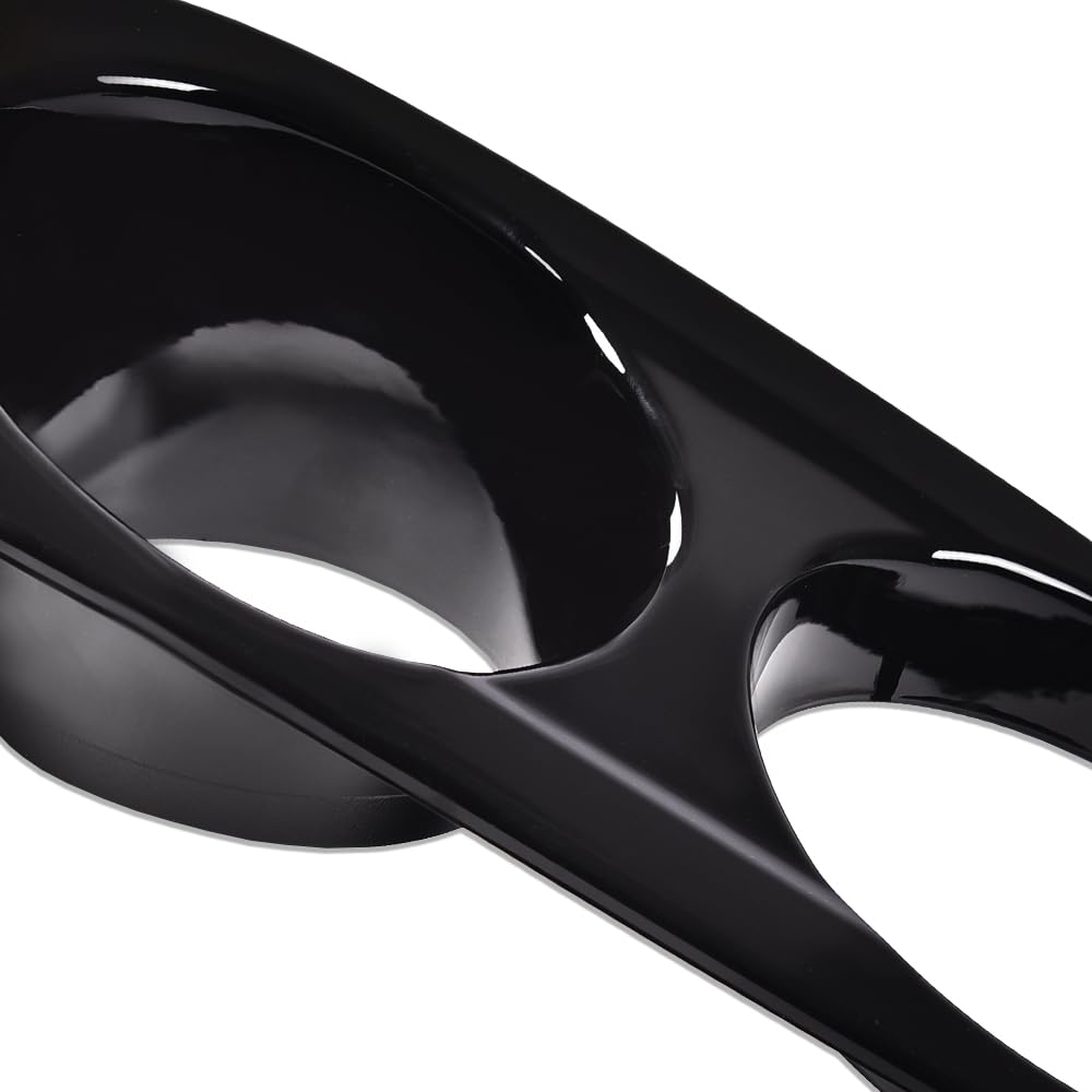 G-PLUS Front Bumper Fog Light Frames Compatible With BMW 3 Series E46, Bumper Fog Lamp Cover Pair LH & RH (Bright Black) Fog Lamp Accessories