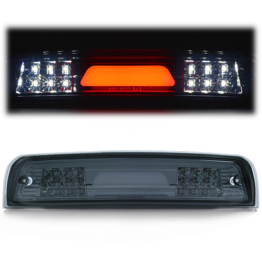 G-PLUS LED High Mount Stop Brake Light, Compatible with 09-10 Dodge Ram 1500/2010 Dodge Ram 2500 3500/11-17 Ram 1500 2500 3500 55372082AE 55372082AF Smoky lens Chrome Housing Amber Reflector