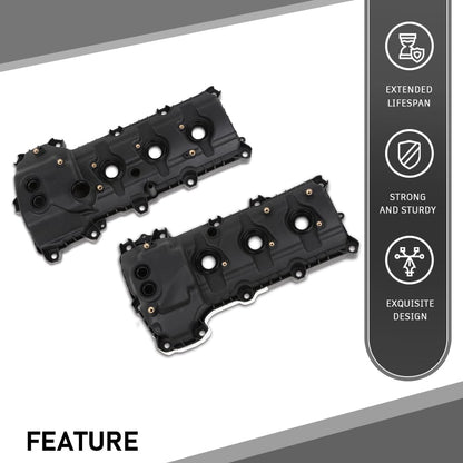 G-PLUS Engine Valve Cover Set Compatible with Ford Edge 2011-2018 Fit Ford F150 Mustang 2011-2017 w/o Cam Sensor Port Hole, Non-Turbo Black