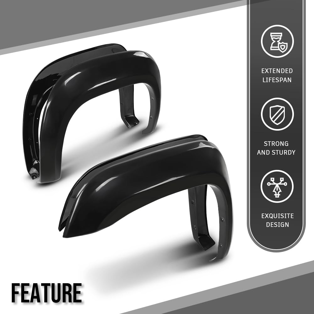 G-PLUS Fender Flares Compatible with GMC Sierra 1500 2007 2008 2009 2010 2011 2012 2013, Only Fit Short Bed 69.3" Fleetside Factory Style Smooth Black