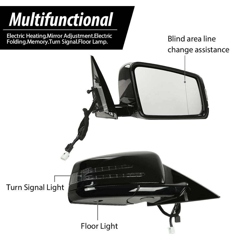 G-PLUS Mirror w/o Blind Spot Right Passenger Side Compatible with Benz E350 E400 E550 2010-2017/Fit Only 2 Doors Coupe/Not Fit 4 Doors Sedan 2078100776 Black