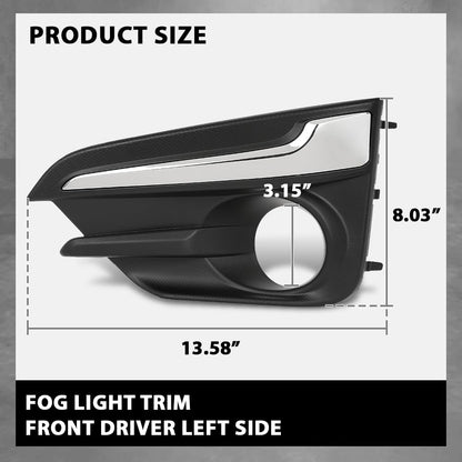 G-PLUS Front Left Fog Light Bezel Cover, Compatible with Subaru Impreza 2017-2019, Fit Models W/Chrome Trim, Driver Side, 57731FL050, SU1038113