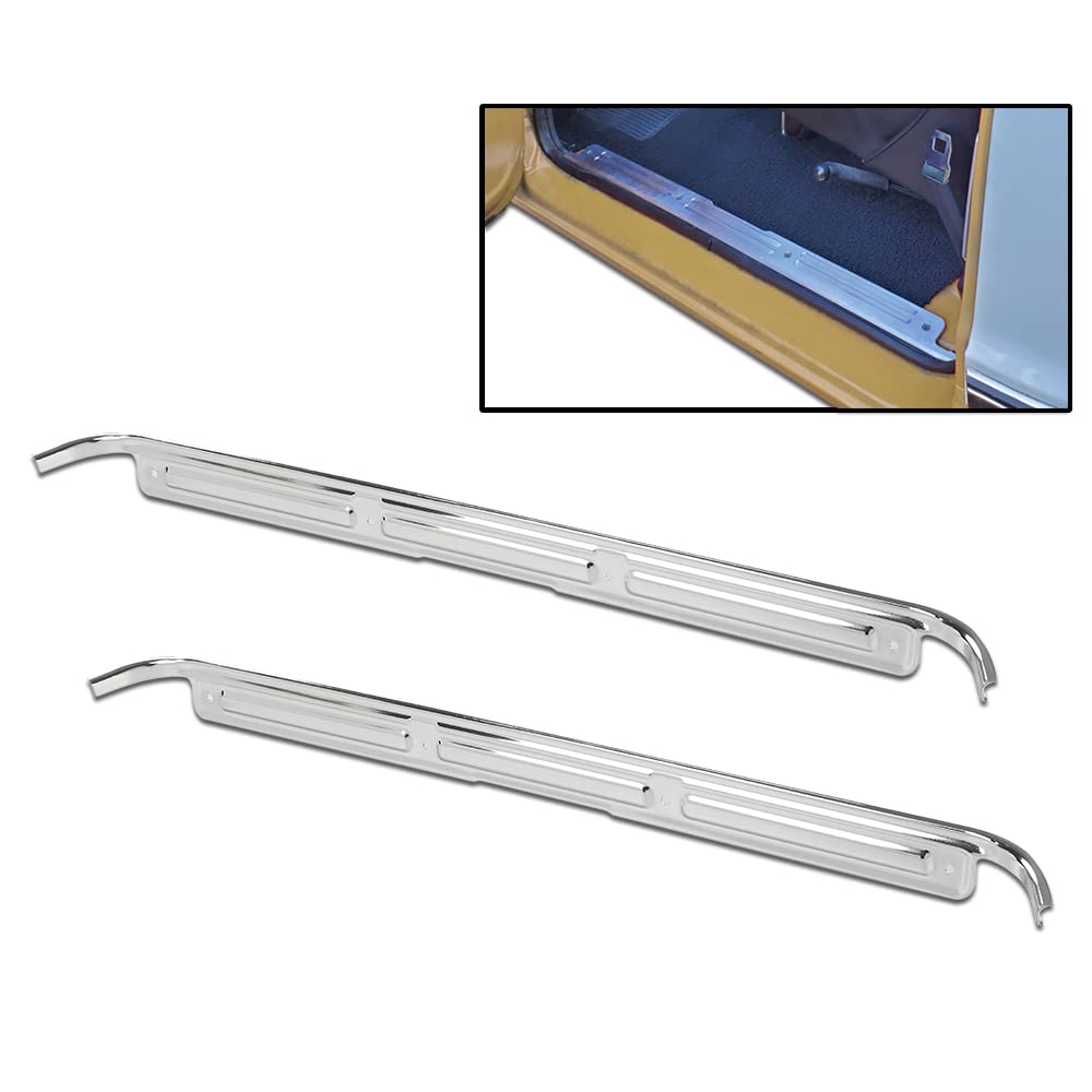 G-PLUS Chrome Door Sill Plates 2pcs Compatible with Chevy GMC Truck C10 C20 1967-1972 Car Door Sill Protector Step Scuff Plate w/Hardware Car Door Sill Steps Covers Scratch Pad