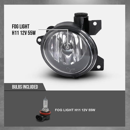 G-PLUS Front Bumper Fog Lights w/Bulb Compatible with VW Beetle 2006 2007 2008 2009 2010 Left & Right Clear Lens Black Housing, 1C0941699E, 1C0941700E