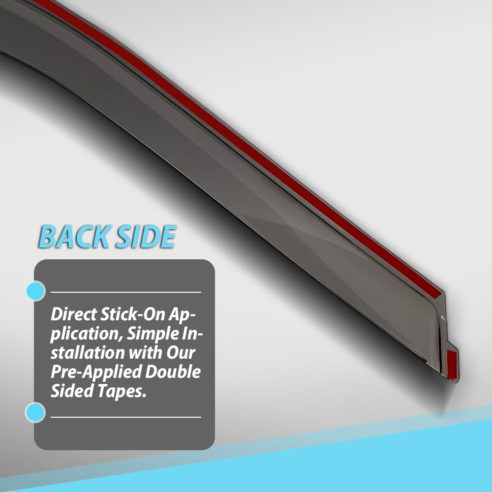 G-PLUS Out-Channel Mount Ventvisor Window Deflectors Compatible with Ford F150 2015-2026; Fit Ford F150 Raptor 2017-2026 4 PCS Smoky
