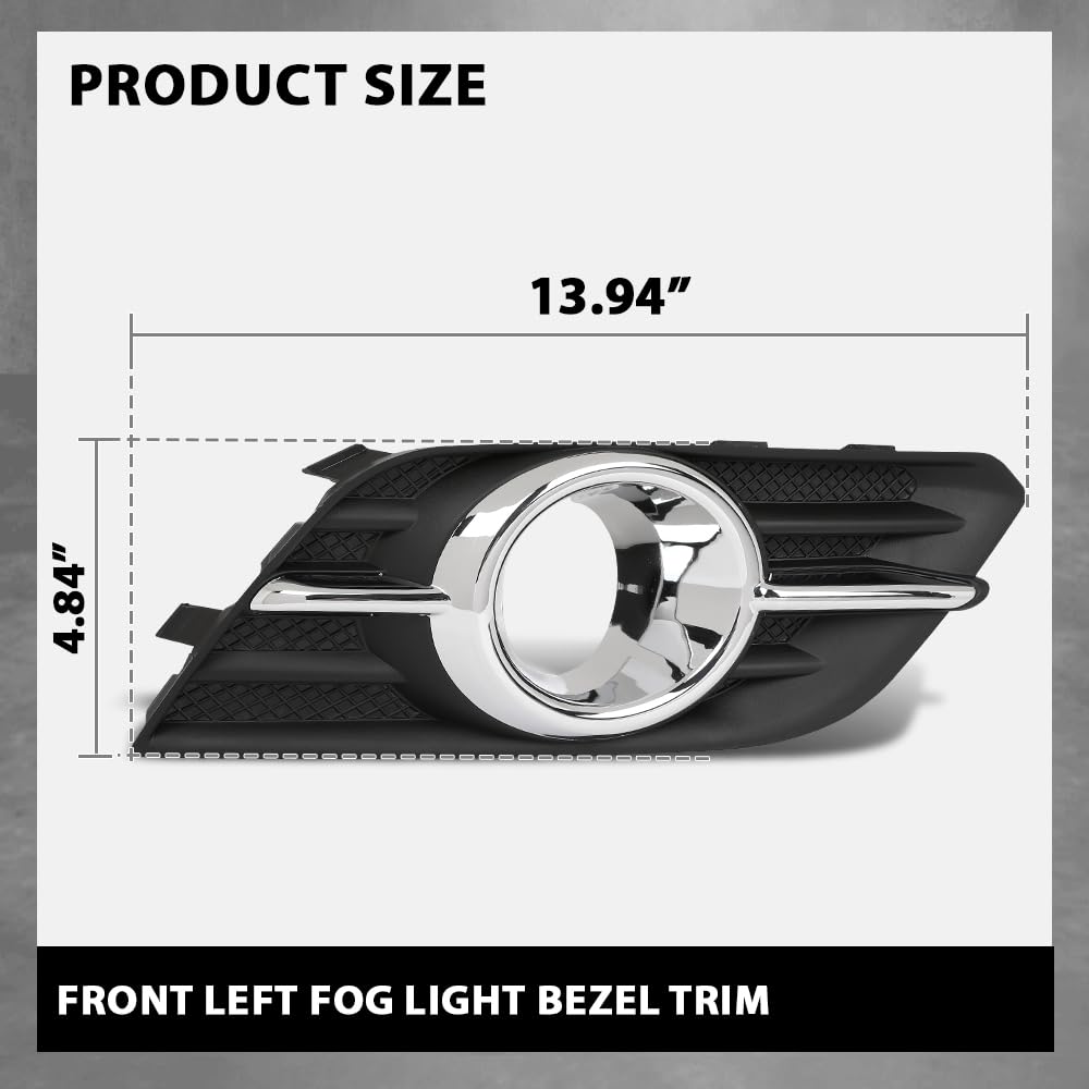G-PLUS Front Right Passenger Side Bumper Fog Light Bezel Trim Compatible with Buick Encore 2013 2014 2015 2016 GM1038173, 95470237 Chrome Black