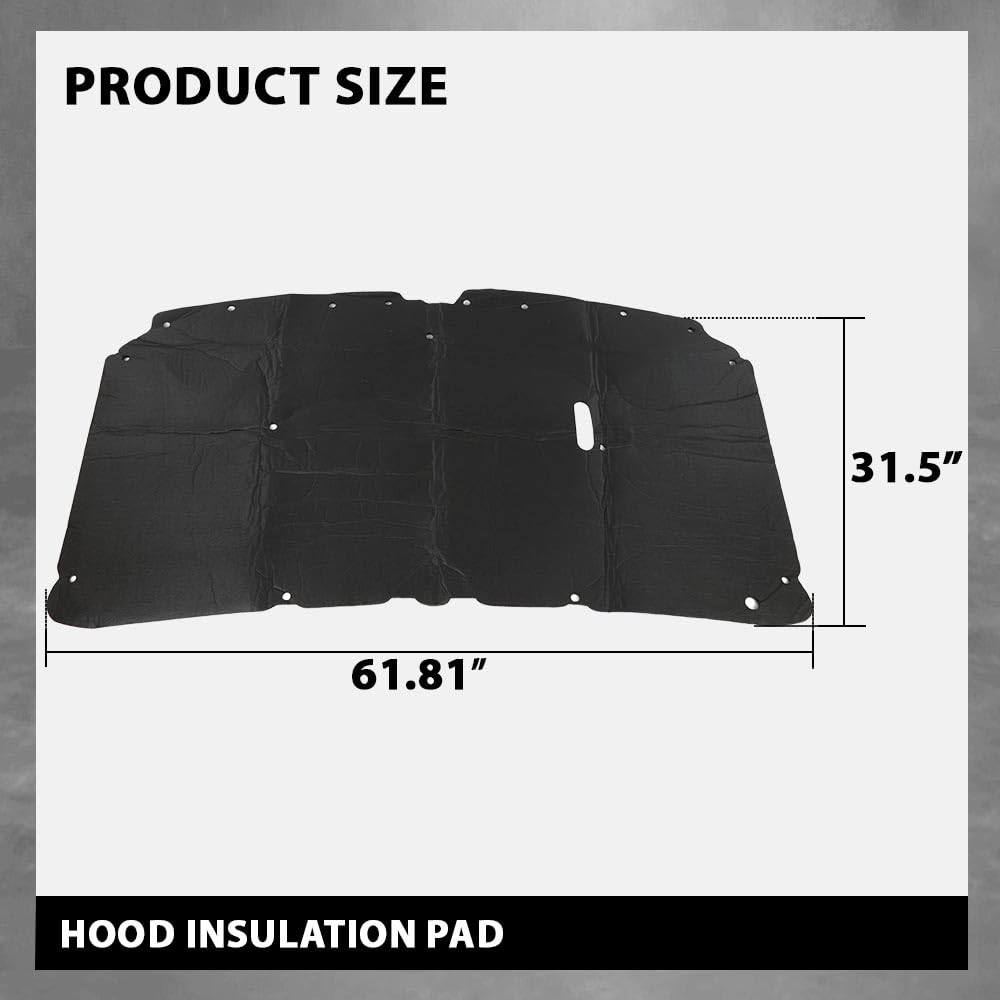 G-PLUS Hood Insulation Pad Heat Shield w/Clips Compatible with Ford F250 F350 F450 Super Duty 1999-2007/Fit Ford Excursion 2000-2007 Black Heat Blanket