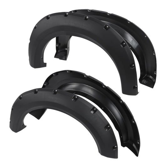 G-PLUS Pocket-Riveted Fender Flares, Compatible with Ford F150 2009-2014 Styleside with 67.0"/78.8"/97.4" bed models only(Not Fit Platinum and Raptor models) FO1269100, FO1268100 4pcs Textured Style