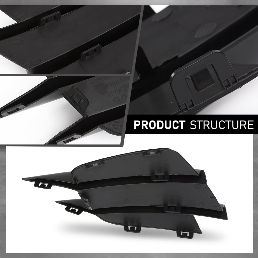 G-PLUS Pair Front Bumper Lower Grille Trim, Compatible with Benz C-Class AMG-Line 2019-2021 Facelift (W205, S205, C205, A205), LH Driver & RH Right 2PCS, 2058857202, 2058857302 Fog Light Cover