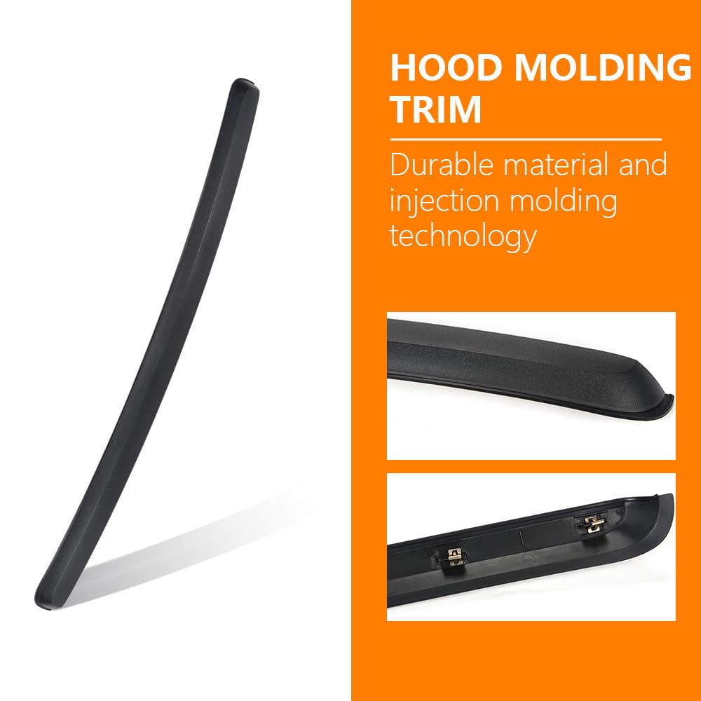 G-PLUS Hood Molding Trim without Chrome Grille Compatible with GMC Sierra 1500 2007-2013/2500 HD 3500 HD 2007-2010 Textured Black Plastic GM1235110 10385157