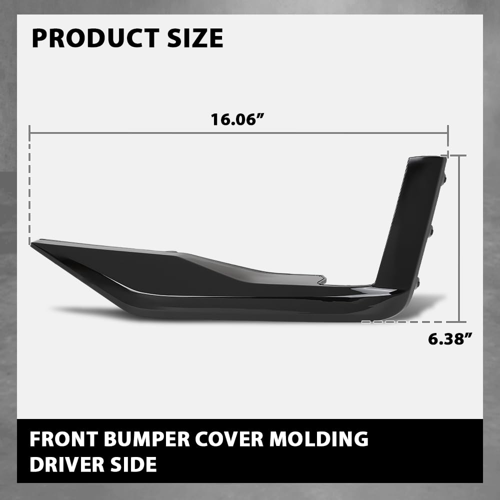 G-PLUS Bumper Cover Molding Driver Side Front Compatible with Cadillac Escalade/Escalade ESV (submodel: Sport, Sport Platinum) 2021-2024 GM1038295, 87829987 Gloss Black