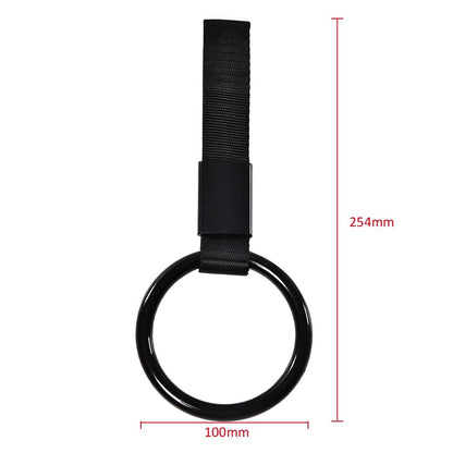 G-PLUS JDM Tsurikawa Ring Round Subway Train Bus Car Handle Hand Straps Drift Charm, Rear Bumper Warning Ring (Black)