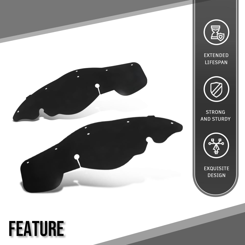 G-PLUS Engine Well Frame Fender Splash Shields Shield w/Clips Compatible with Ford Ranger 1998-2006 Black