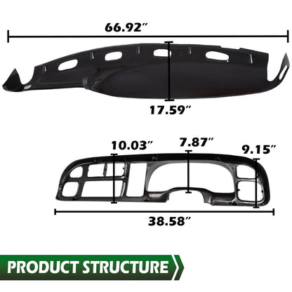 G-PLUS Dash Bezel + Dashboard Cover Set w/Clips Compatible with 1998-2002 Dodge Ram 1500 2500 3500 Beige
