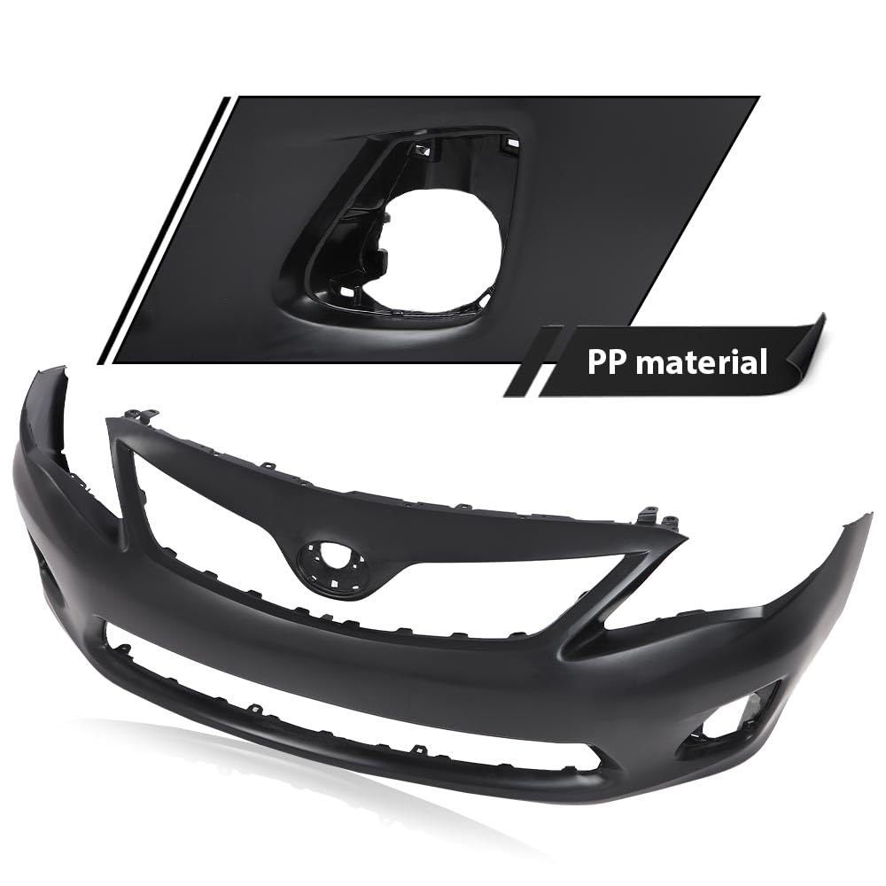G-PLUS Primed Front Bumper Cover Fascia Compatible with Toyota Corolla Base CE L LE 2011 2012 2013, 5211903901, TO1000372, Black
