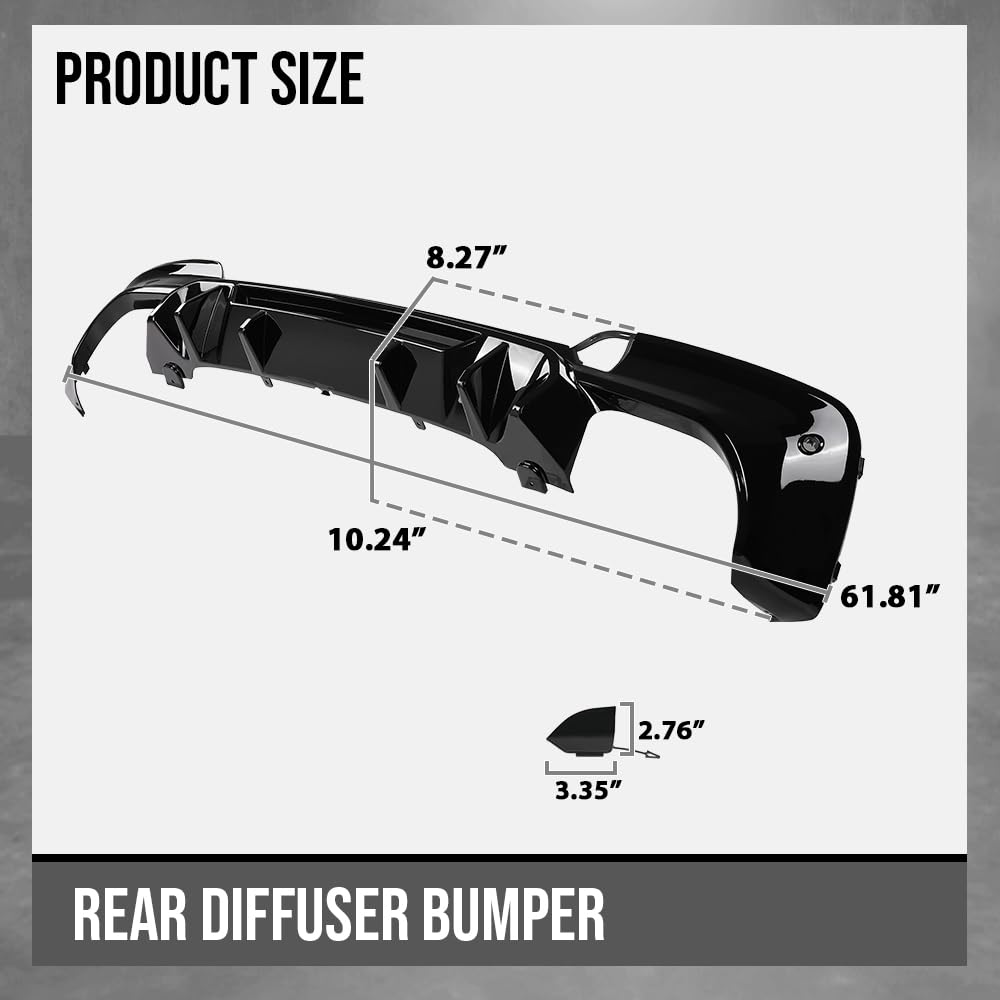 G-PLUS Rear Diffuser Compatible with BMW X3 G01 M40i Sport Utility 4Door 2018 2019 2020 2021 Not Fit Round Exhaust Pipes Rear Diffuser Bumper Lip Glossy Black