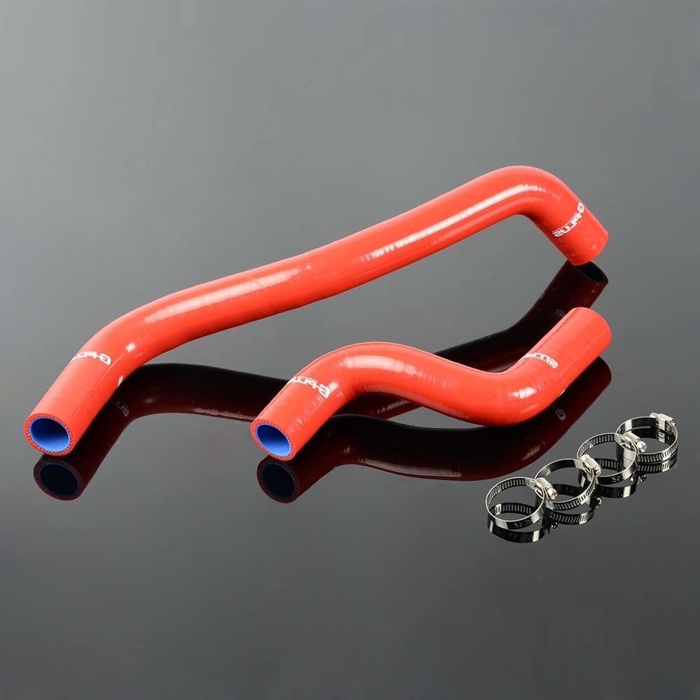 G-PLUS Silicone Radiator Coolant Tube Hose Kit Clamps Compatible With Toyota Starlet EP82 Glanza 4E-FTE GT Turbo,Red