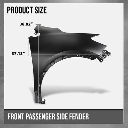 G-PLUS Front Fender RH Right Passenger Side Compatible with Buick Encore (submodel: Base, Convenience, Leather, Premium) 2013-2016 without Turn Signal Light Hole 95031570, GM1241382 Black