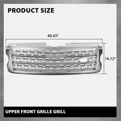 G-PLUS Front Grill Compatible with Land Rover Range Rover Vogue L405 2013 2014 2015 2016 2017 Silver Upper Grille LR055880