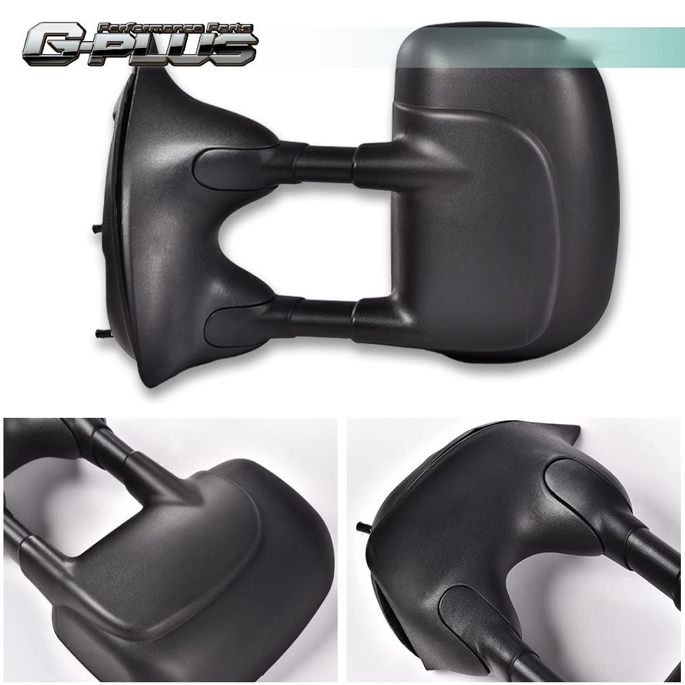 G-PLUS Manual Towing Side Mirrors Compatible With Only 1999-2016 Super Duty F250 F350 F450 F550 Models,Driver & Passenger Side Mirror Set Black